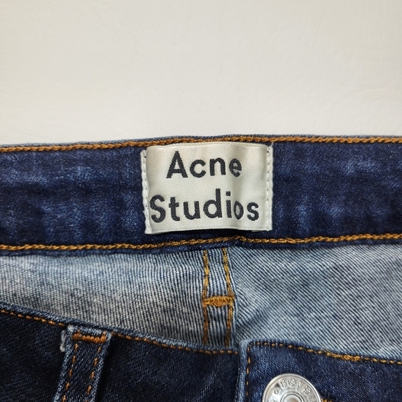 Acne Studios Jeans Dark Wash Denim Frayed Hem Skinny Style Women's Size 29 - Picture 7 of 9
